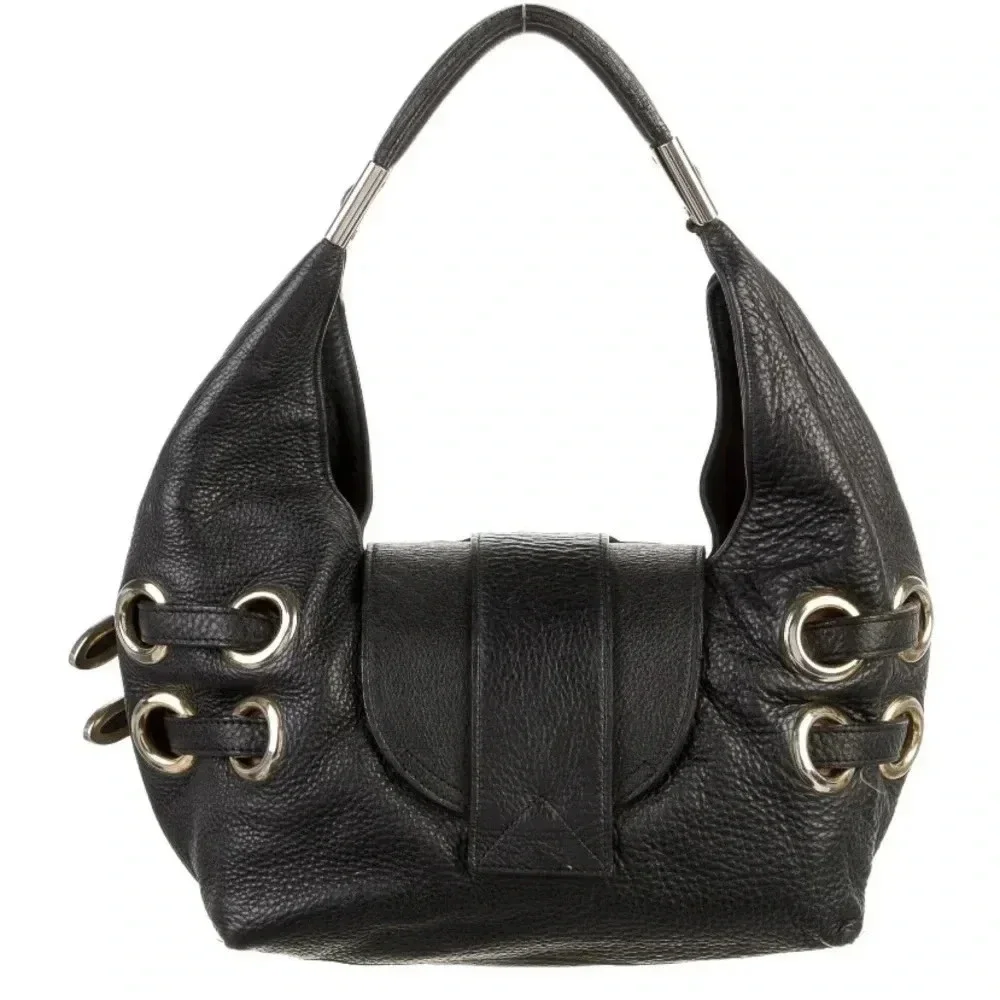 Jimmy Choo black leather hobo handbag